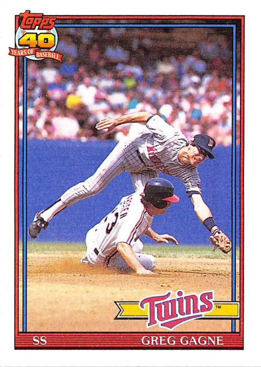 1991 Topps #216 Greg Gagne Baseball Minnesota Twins  Image 1