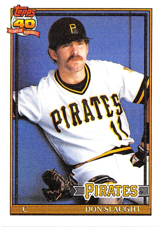 1991 Topps #221 Don Slaught Baseball Pittsburgh Pirates  Image 1