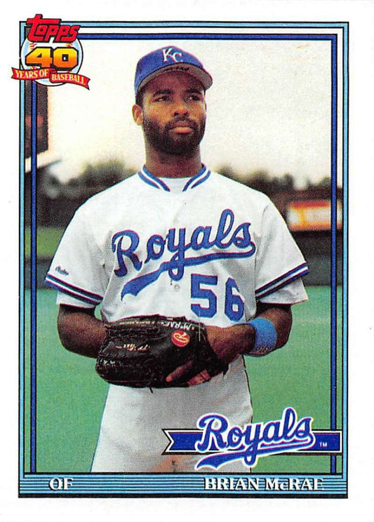 1991 Topps #222 Brian McRae Baseball RC Rookie Kansas City Royals  Image 1