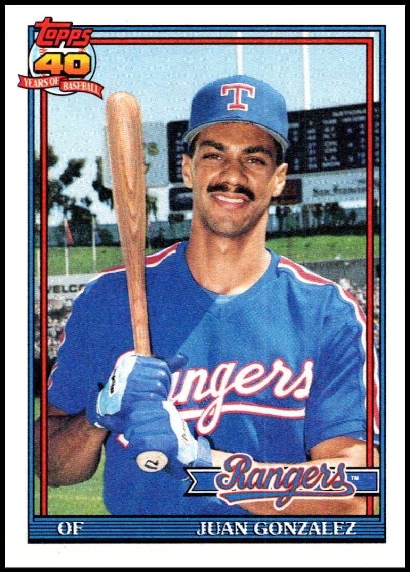 1991 Topps #224 Juan Gonzalez Baseball Texas Rangers Image 1
