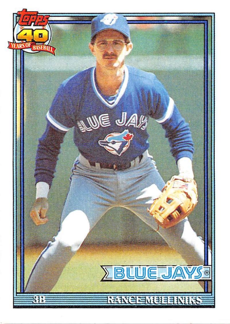 1991 Topps #229 Rance Mulliniks Baseball Toronto Blue Jays Image 1