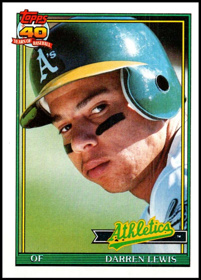 1991 Topps #239 Darren Lewis TC Baseball Oakland Athletics Image 1