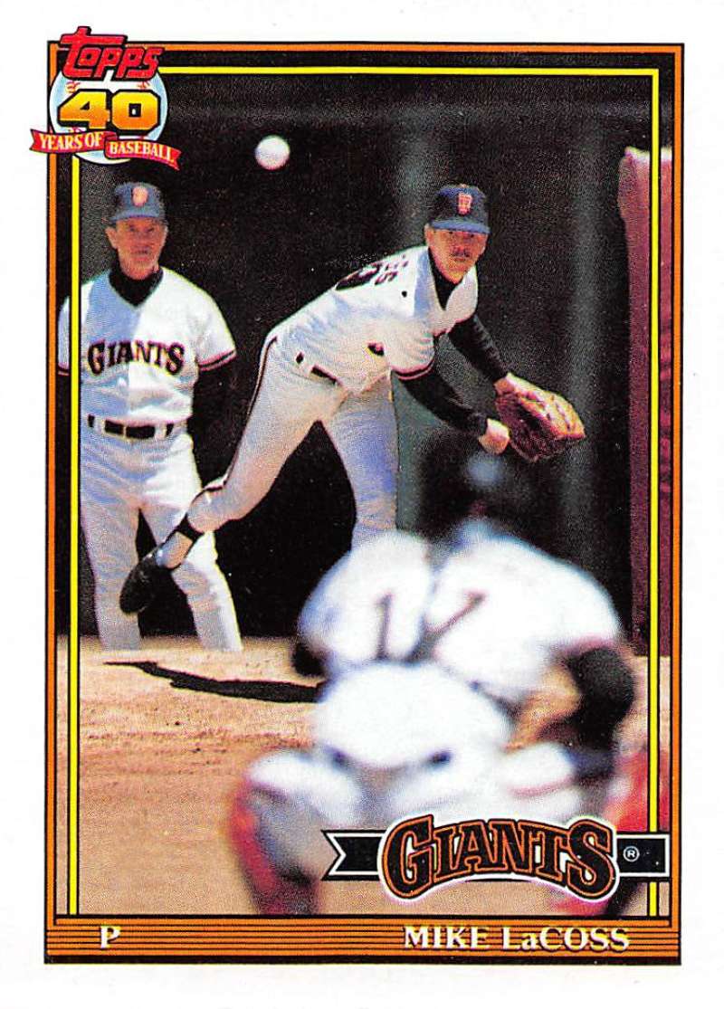 1991 Topps #242 Mike LaCoss Baseball San Francisco Giants Image 1