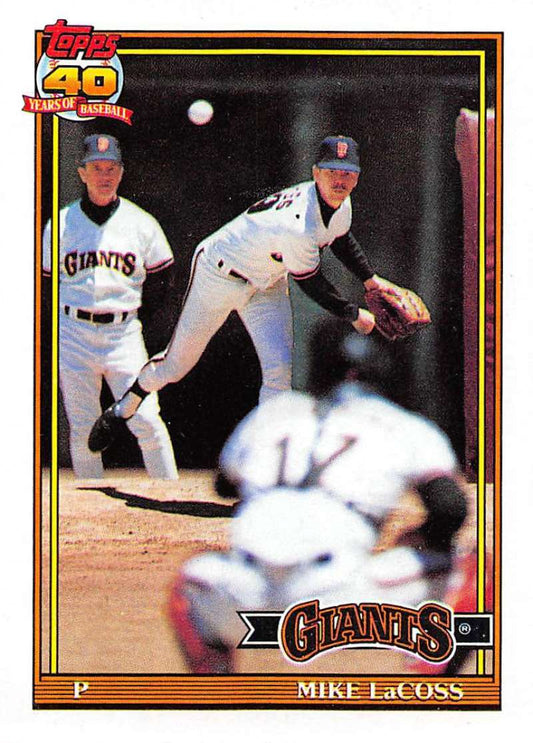 1991 Topps #242 Mike LaCoss Baseball San Francisco Giants  Image 1