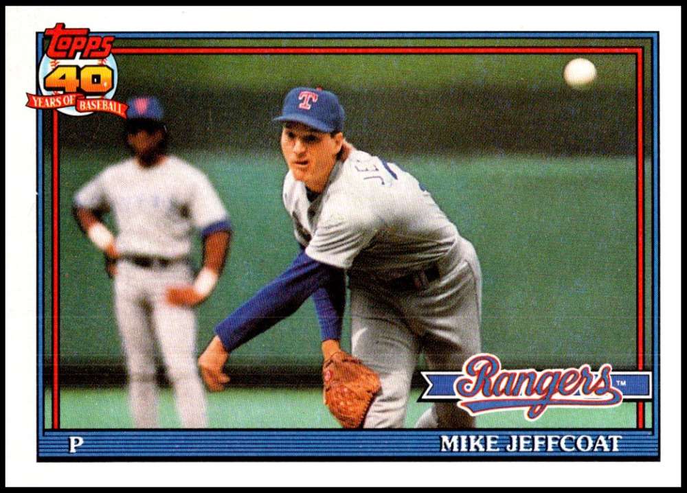 1991 Topps #244 Mike Jeffcoat Baseball Texas Rangers Image 1