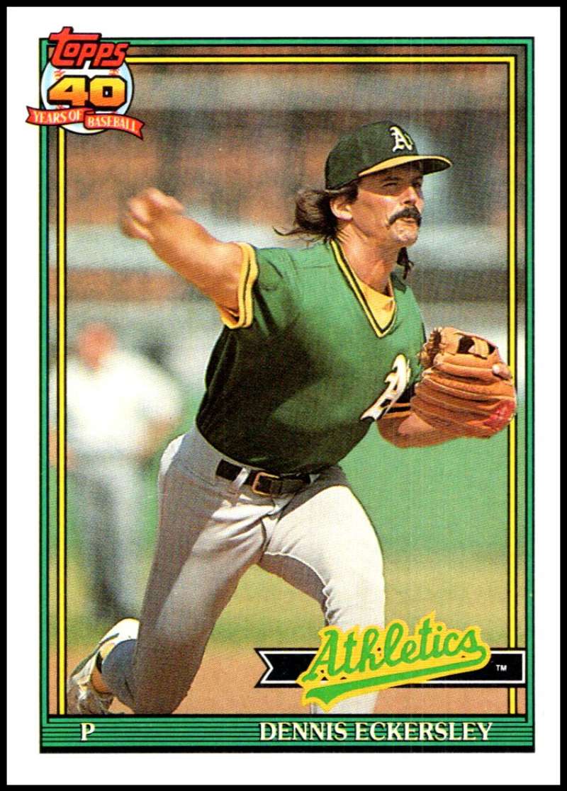 1991 Topps #250 Dennis Eckersley Baseball Oakland Athletics Image 1