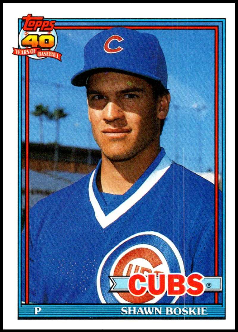 1991 Topps #254 Shawn Boskie Baseball Chicago Cubs Image 1