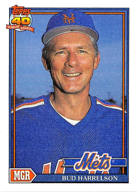 1991 Topps #261 Bud Harrelson MG Baseball New York Mets  Image 1