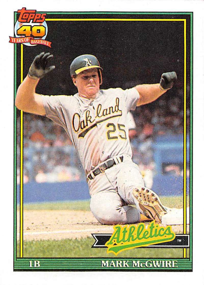 1991 Topps #270 Mark McGwire Baseball Oakland Athletics Image 1