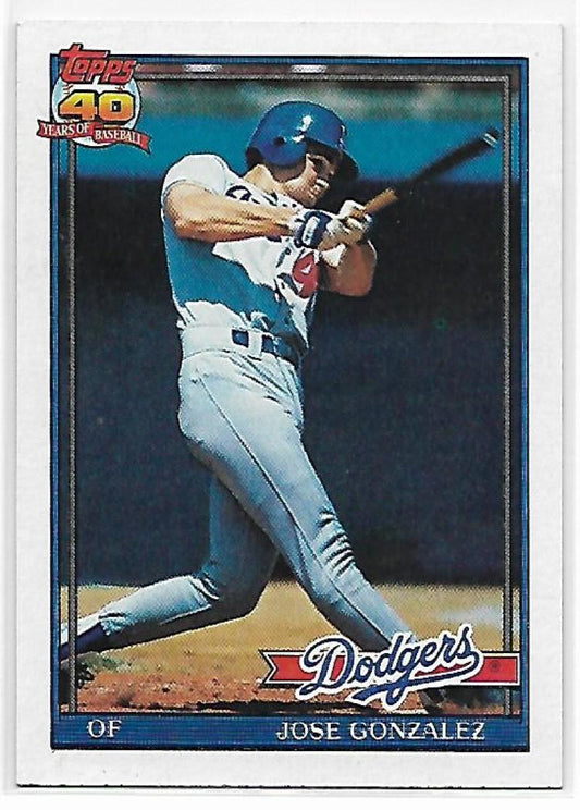 1991 Topps #279 Jose Gonzalez ERR Baseball Los Angeles Dodgers  Image 1