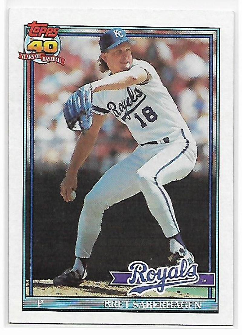 1991 Topps #280 Bret Saberhagen Baseball Kansas City Royals Image 1
