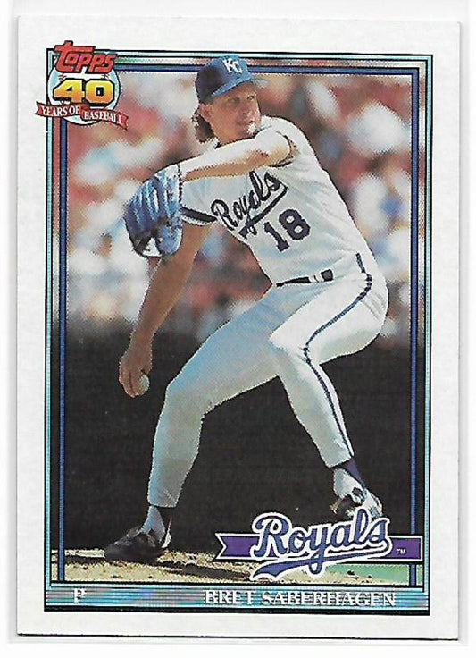 1991 Topps #280 Bret Saberhagen Baseball Kansas City Royals  Image 1