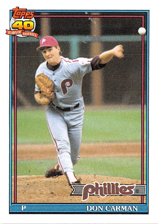 1991 Topps #282 Don Carman Baseball Philadelphia Phillies  Image 1