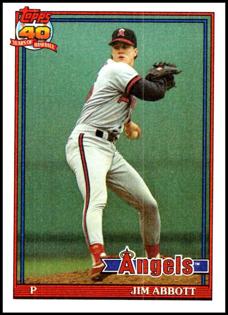 1991 Topps #285 Jim Abbott Baseball California Angels Image 1