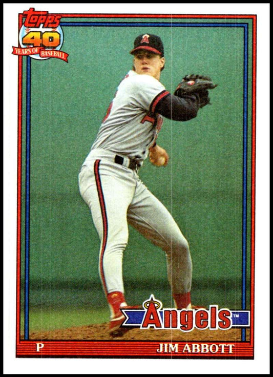 1991 Topps #285 Jim Abbott Baseball California Angels  Image 1