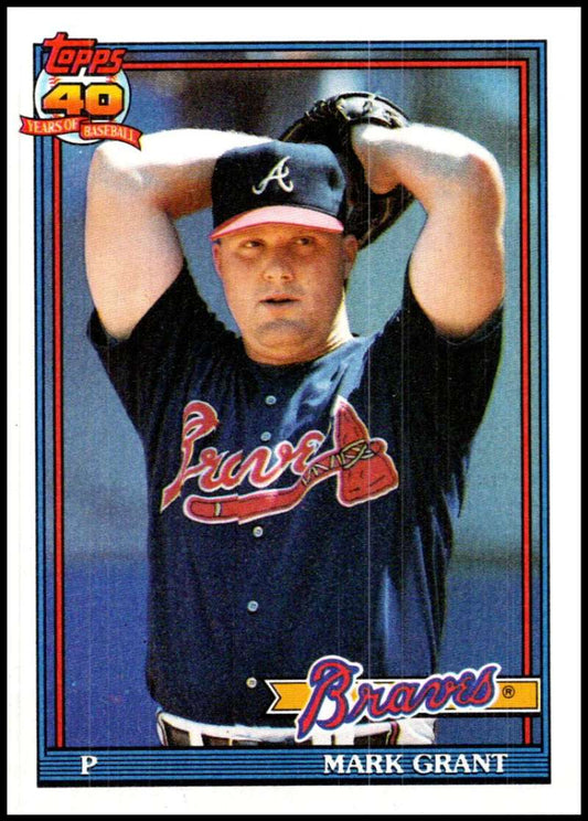 1991 Topps #287 Mark Grant Baseball Atlanta Braves  Image 1