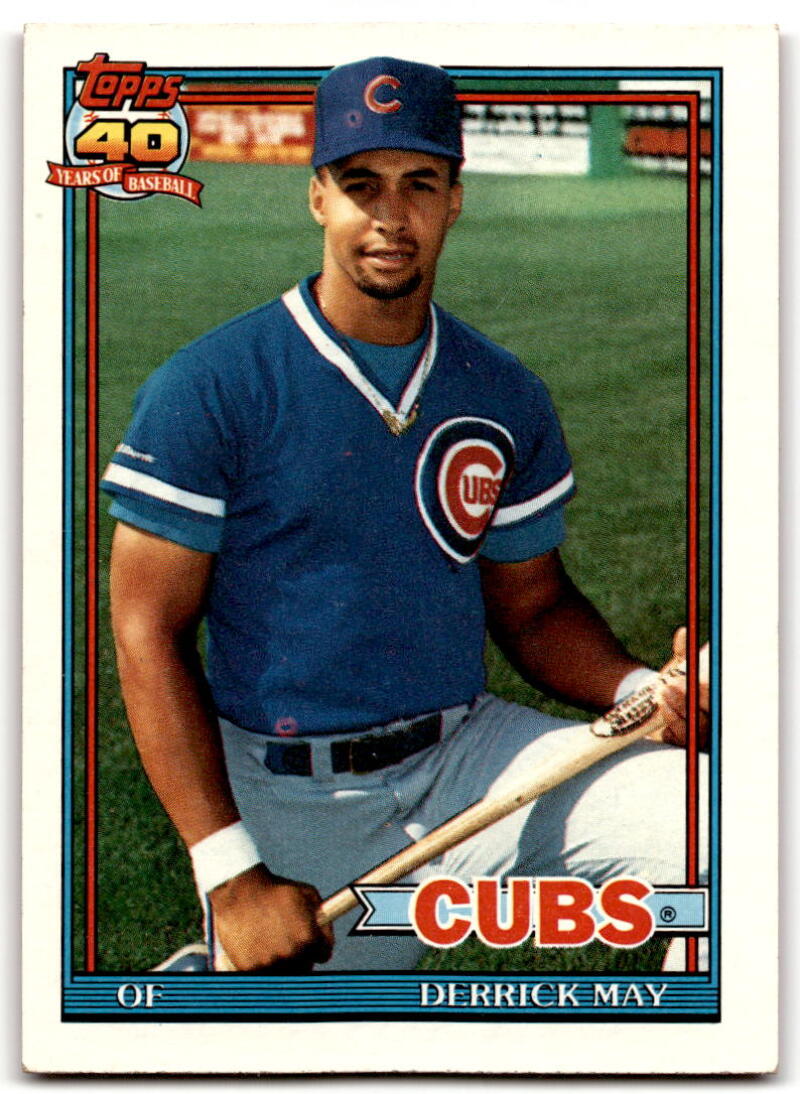 1991 Topps #288 Derrick May Baseball Chicago Cubs Image 1