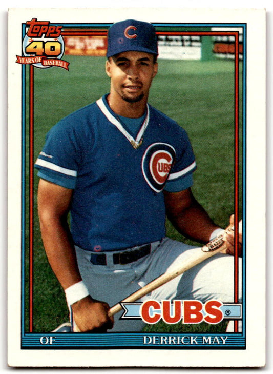 1991 Topps #288 Derrick May Baseball Chicago Cubs  Image 1