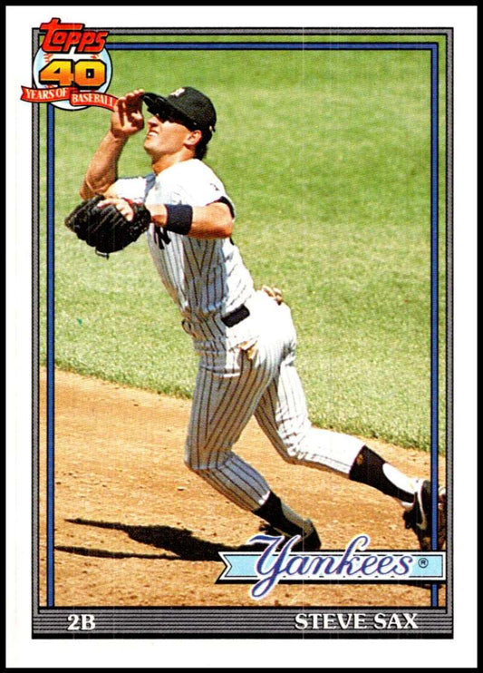 1991 Topps #290 Steve Sax Baseball New York Yankees  Image 1