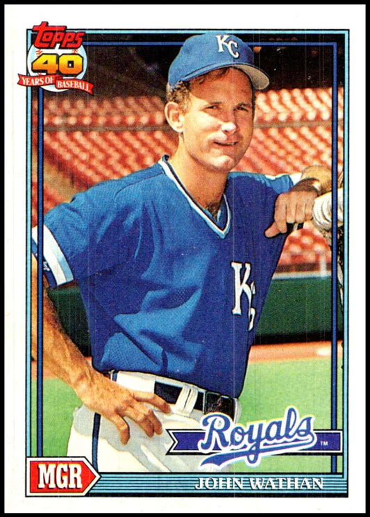 1991 Topps #291 John Wathan MG Baseball Kansas City Royals  Image 1