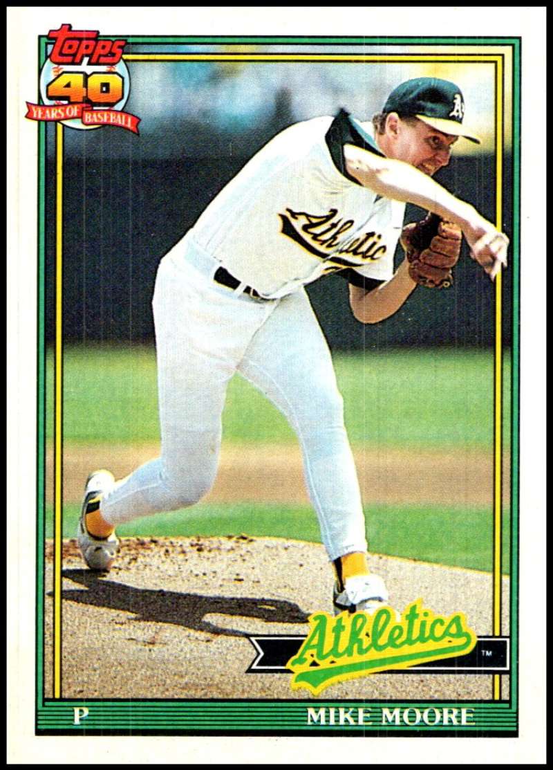 1991 Topps #294 Mike Moore Baseball Oakland Athletics Image 1