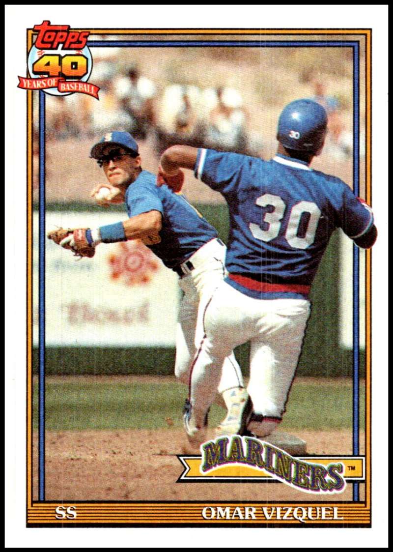 1991 Topps #298 Omar Vizquel Baseball Seattle Mariners Image 1