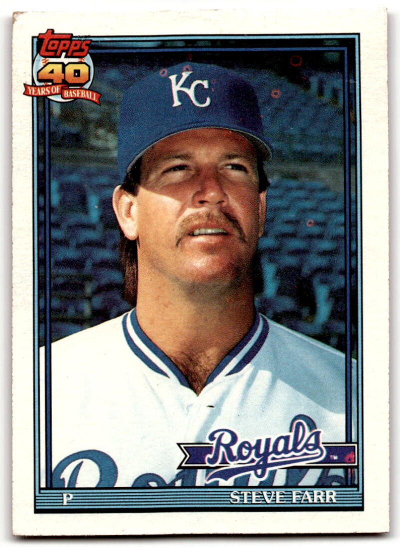 1991 Topps #301 Steve Farr Baseball Kansas City Royals Image 1