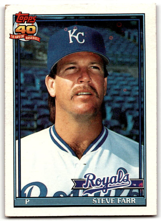 1991 Topps #301 Steve Farr Baseball Kansas City Royals  Image 1
