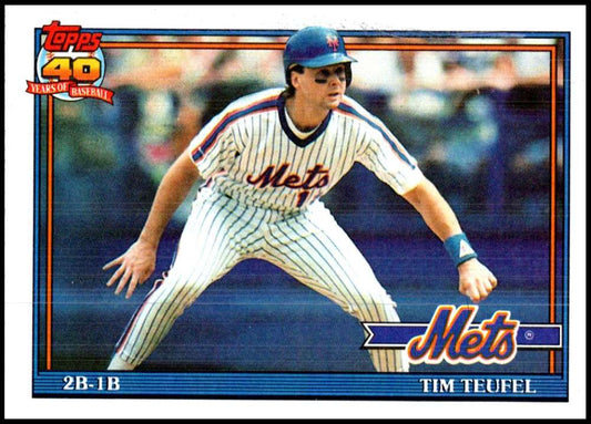 1991 Topps #302 Tim Teufel Baseball New York Mets  Image 1