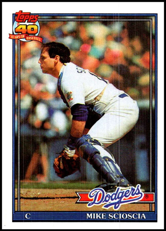 1991 Topps #305 Mike Scioscia Baseball Los Angeles Dodgers  Image 1