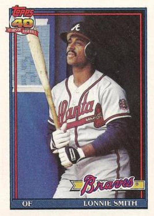 1991 Topps #306 Lonnie Smith ERR Baseball Atlanta Braves  Image 1