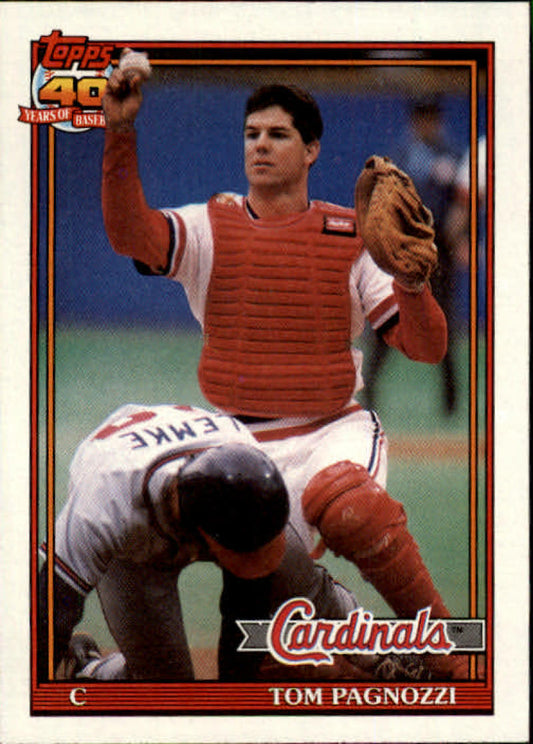1991 Topps #308 Tom Pagnozzi Baseball St. Louis Cardinals  Image 1