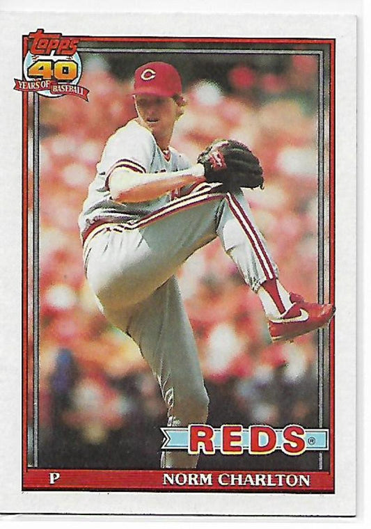 1991 Topps #309 Norm Charlton Baseball Cincinnati Reds  Image 1