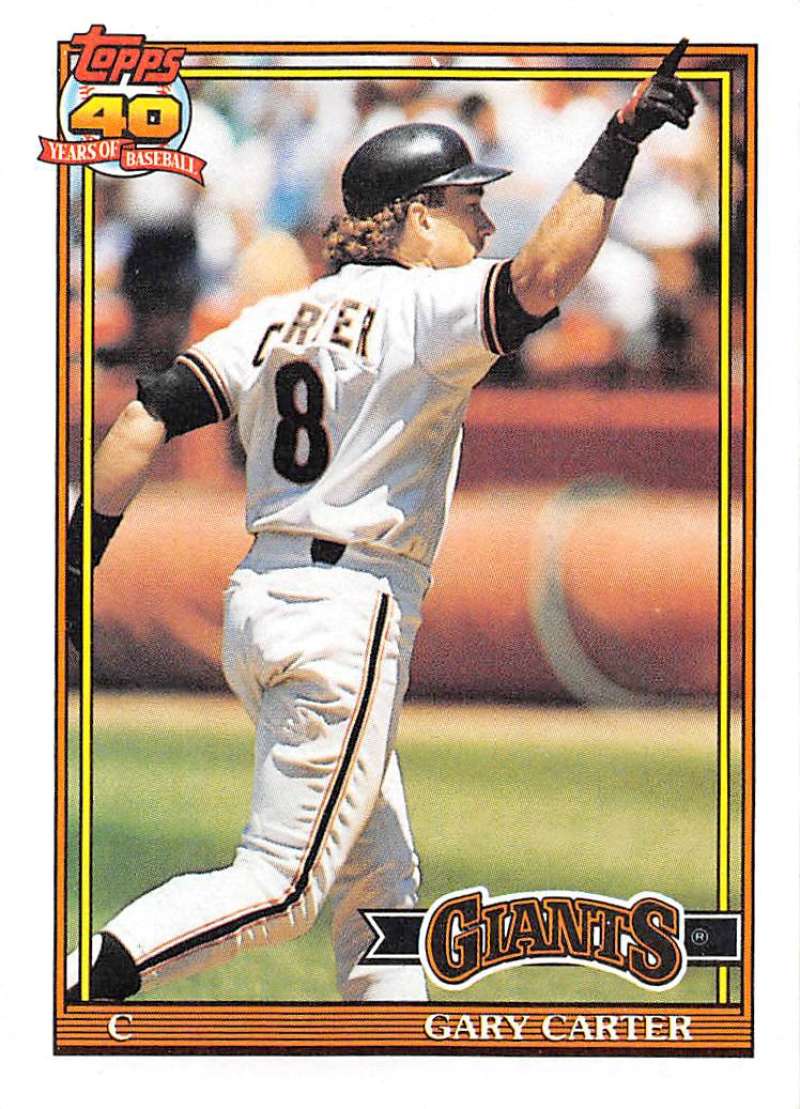 1991 Topps #310 Gary Carter Baseball San Francisco Giants Image 1