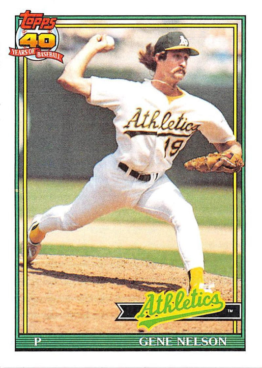 1991 Topps #316 Gene Nelson Baseball Oakland Athletics  Image 1