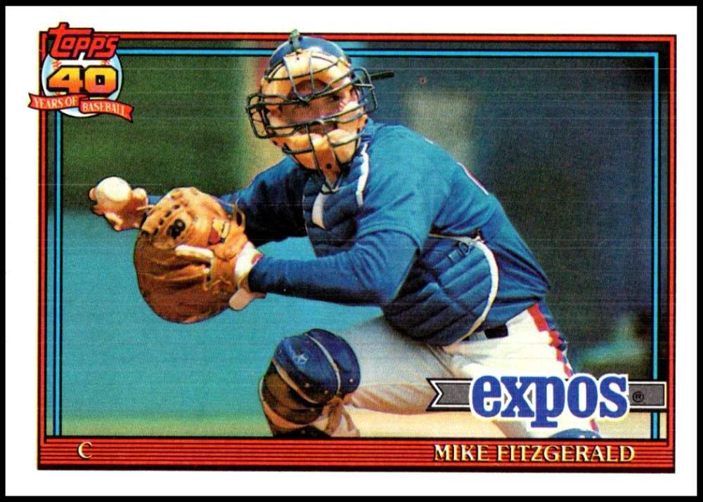 1991 Topps #317 Mike Fitzgerald Baseball Montreal Expos Image 1
