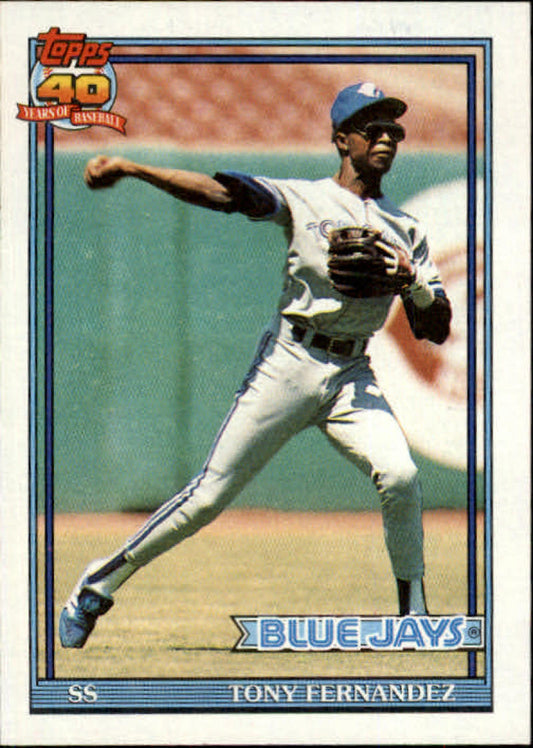 1991 Topps #320 Tony Fernandez Baseball Toronto Blue Jays  Image 1