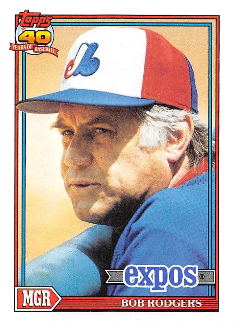 1991 Topps #321 Bob Rodgers MG Baseball Montreal Expos Image 1