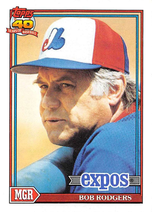 1991 Topps #321 Bob Rodgers MG Baseball Montreal Expos  Image 1