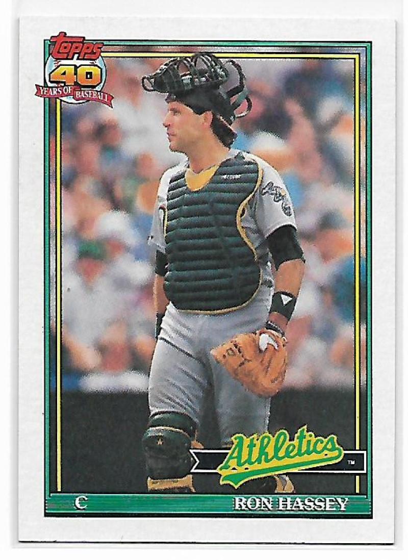 1991 Topps #327 Ron Hassey Baseball Oakland Athletics Image 1