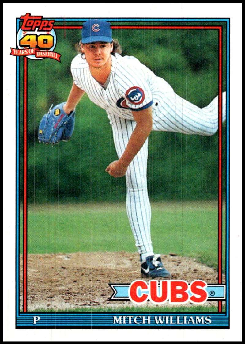 1991 Topps #335 Mitch Williams Baseball Chicago Cubs Image 1