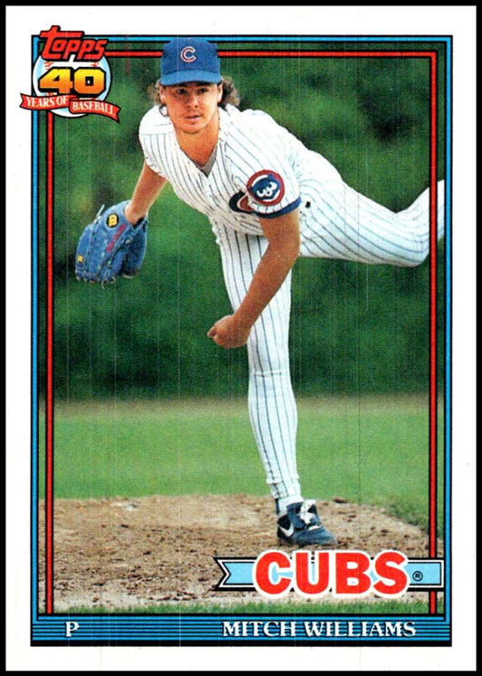 1991 Topps #335 Mitch Williams Baseball Chicago Cubs  Image 1