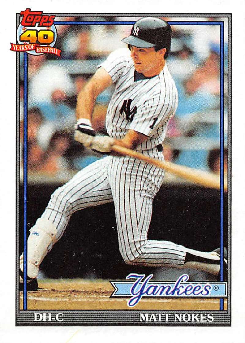 1991 Topps #336 Matt Nokes Baseball New York Yankees Image 1