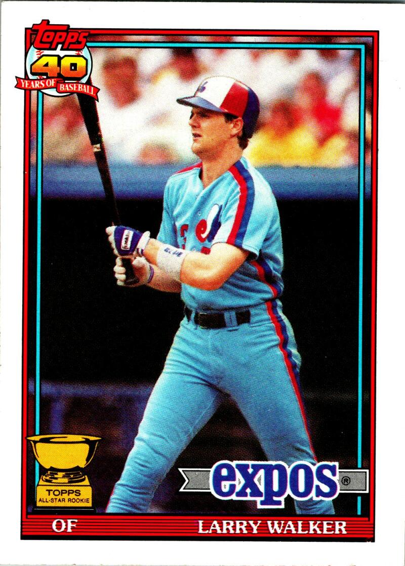1991 Topps #339 Larry Walker Baseball Montreal Expos Image 1