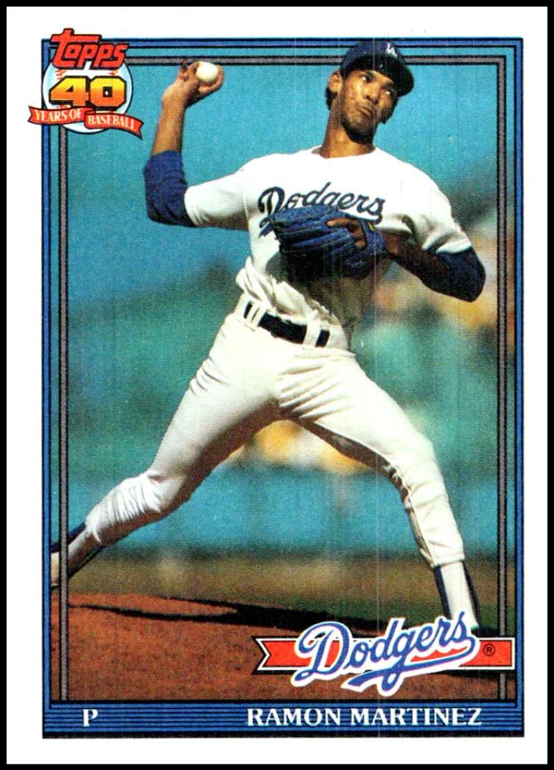 1991 Topps #340 Ramon Martinez Baseball Los Angeles Dodgers Image 1