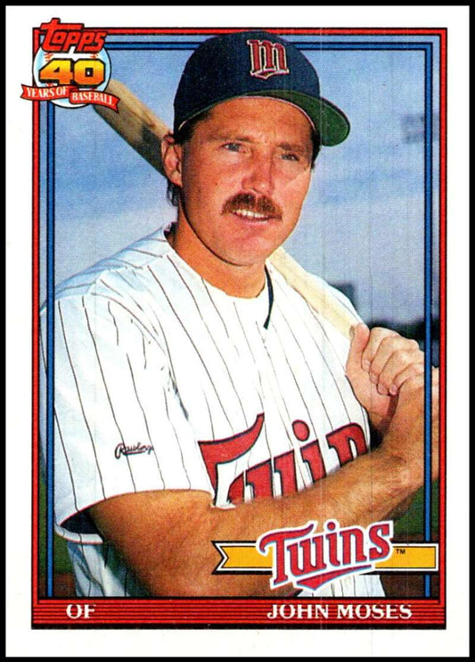 1991 Topps #341 John Moses Baseball Minnesota Twins  Image 1