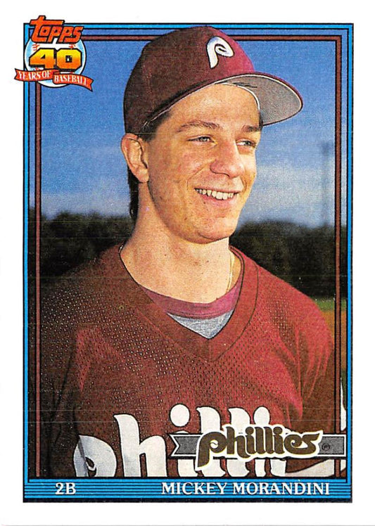 1991 Topps #342 Mickey Morandini Baseball Philadelphia Phillies  Image 1