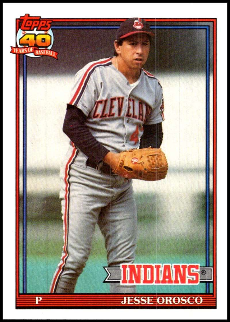 1991 Topps #346 Jesse Orosco Baseball Cleveland Indians Image 1