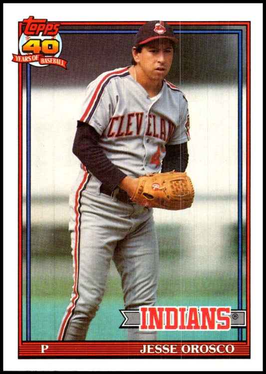 1991 Topps #346 Jesse Orosco Baseball Cleveland Indians  Image 1