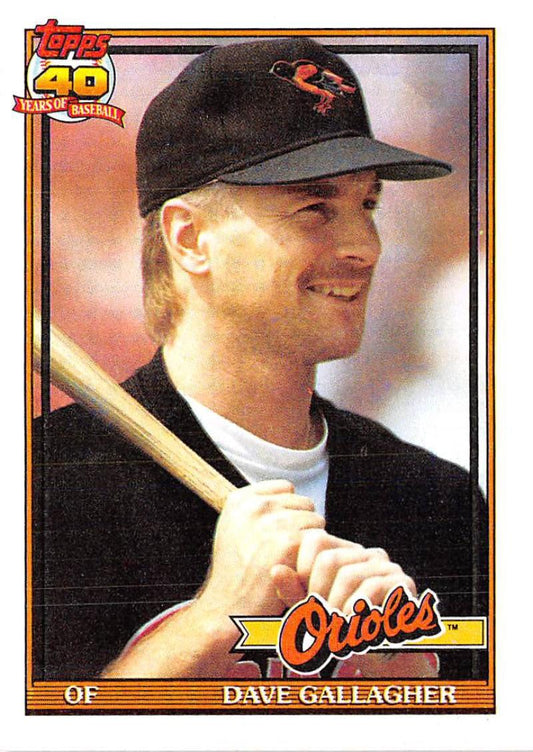 1991 Topps #349 Dave Gallagher Baseball Baltimore Orioles  Image 1
